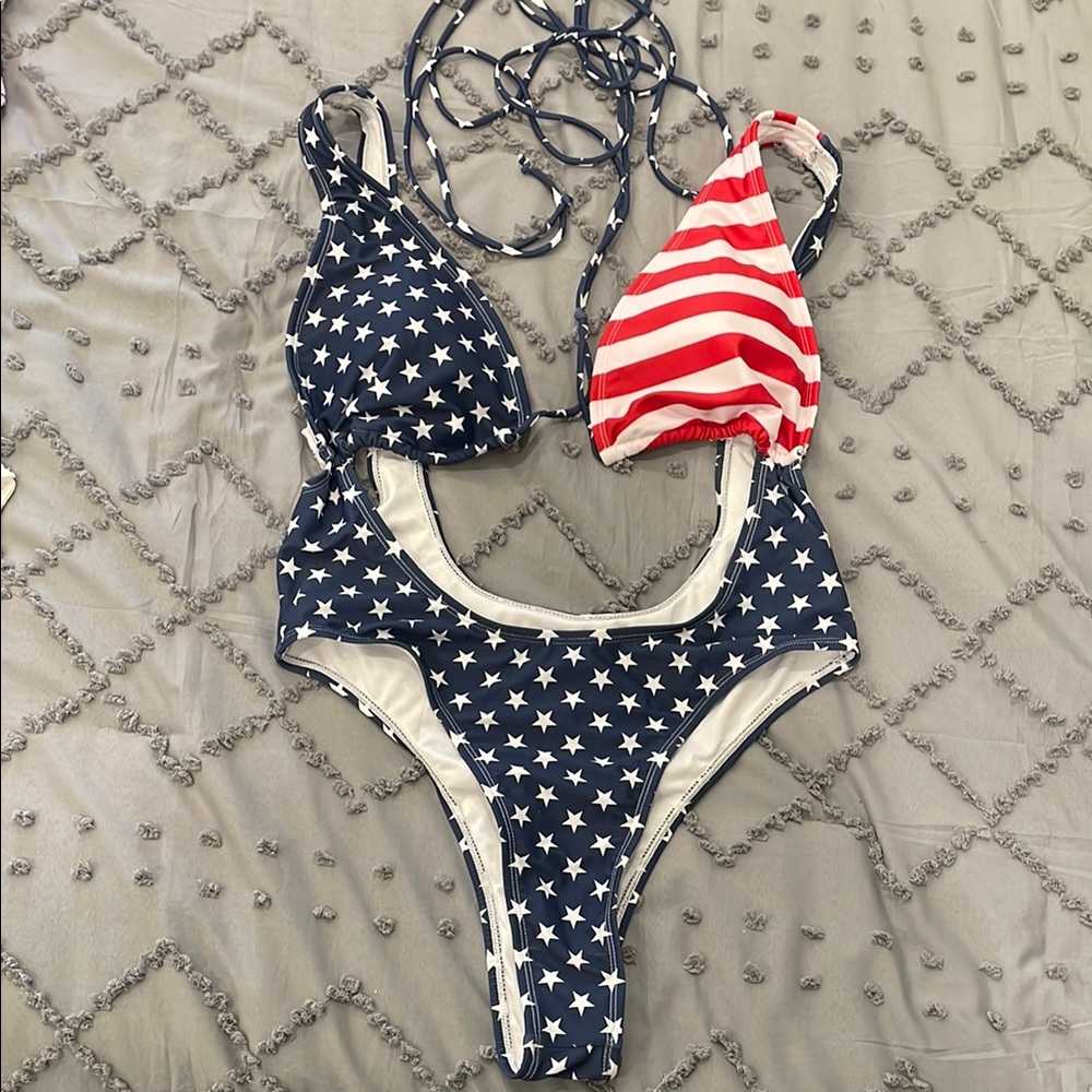 Patriotic Star and Stripe monokini nwot